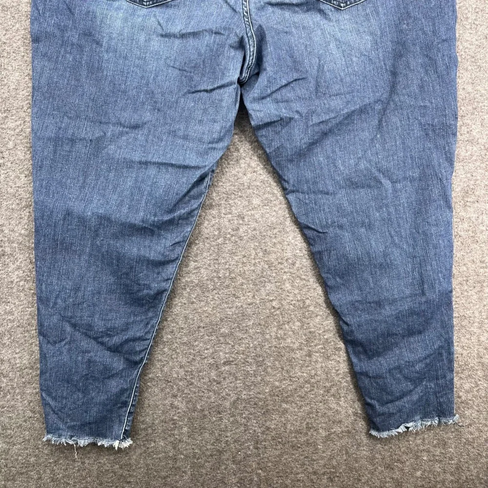 Lane Bryant Skinny Jeans Women 26R Blue Medium Wash Tulip Raw Hem Fringe Stretch